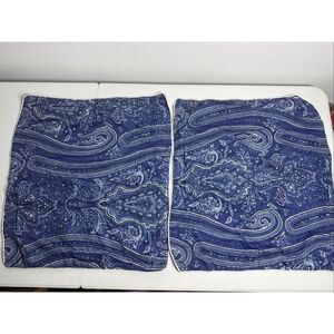 Ralph Lauren PUTNEY PAISLEY Set of 2 Pillow Shams Blue White 23” X 25”